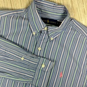 Polo Ralph Lauren Mens Classic Fit Striped Button Down Shirt Blue Pink Green S